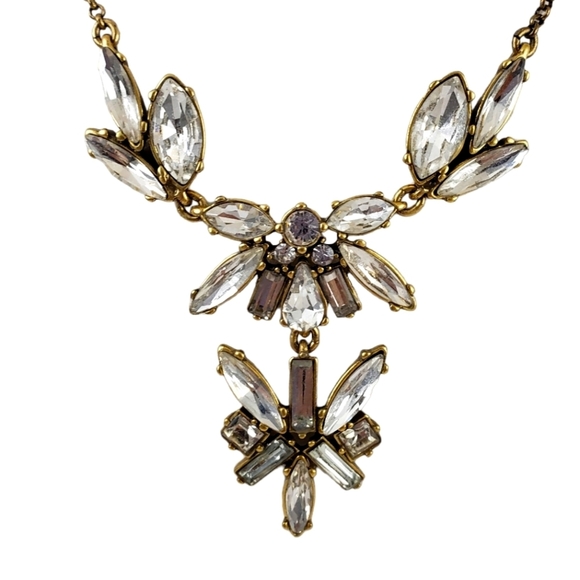 J. Crew statement necklace art deco brilliant rhinestones A0286 - Picture 1 of 6